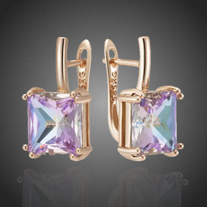 Náušnice kocky s fialovými zirkónmi Vellenas