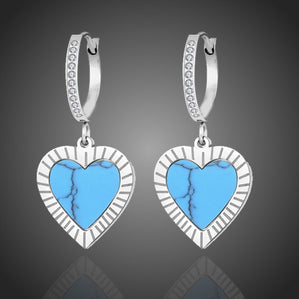 Náušnice srdcia z chirurgickej ocele Tyrkys W