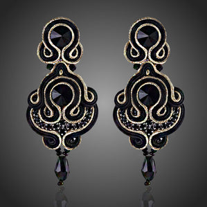 náušnice soutache cčierne dlhé