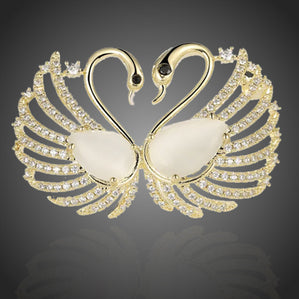 brošňa labute so zirkónmi