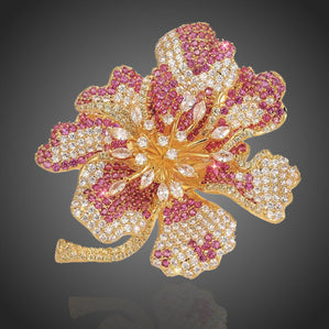 brošňa luxusná kvet ružový