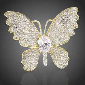 brošňa luxusná motýľ s čírymi krištáĺmi 