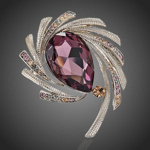 luxusná dámska brošňa tmavorúžová kvapka