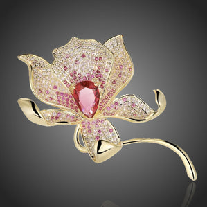 brošňa ružový kvet luxusná