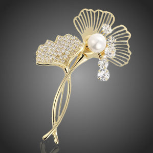 Brošňa kvet s perlou Antonella