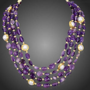 Náhrdelník ametyst s riečnymi perlami