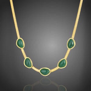 Náhrdelník ocel Jade so zelenými kameňmi