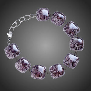 náramok arteglass zo skla hnedý bublinkový kocky