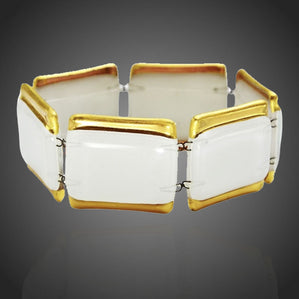 Náramok Arte sklenený bielozlatý skladaný