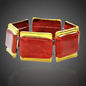 Náramok Arte sklenený červenozlatý skladaný