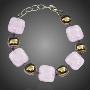 Náramok Arte sklenený fialový s platinou