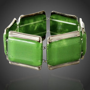 Náramok Arte sklenený zelený skladaný