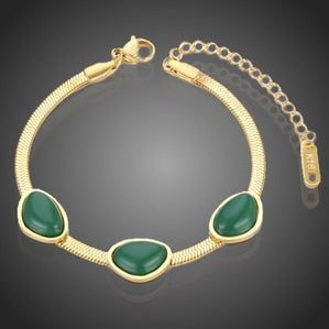 Náramok ocel Jadetta so zelenými kameňmi