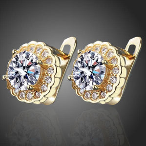 náušnice kvety so zirkónmi pozlátená bižutéria