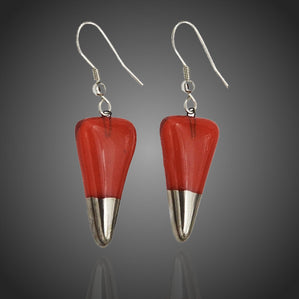 náušnice arte zo skla cervene sipky