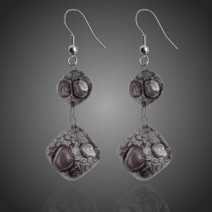 náušnice arteglass visiace hnedé bublinkové sklo