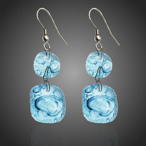 náušnice arteglass tyrkys bublinkové sklo