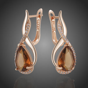 náušnice kvapky s hnedým zirkónom