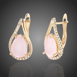 náušnice kvapky s módnym ružobym opálom