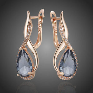 Náušnice kvapky so šedo-čiernym zirkónom Dantellaria