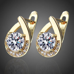 náušnice kvapky so zirkónmi pozlátená bižutéria