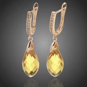 náušnice kvapky so žltými krištáľmi