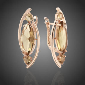 Náušnice štíhle kvapky s hnedým zirkónom Trinitta