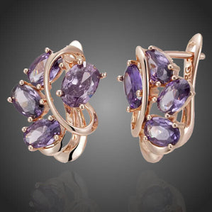 nausnice kvety s fialovými zirkónmi pozlátené