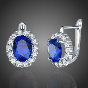 náušnice s modrým zirkónom pozlátené