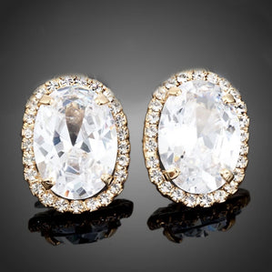 náušnice s veľkým círym zirkónom pozlátená bižutéria