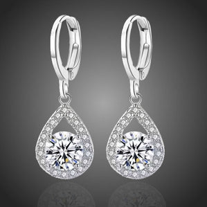 náušnice visiace kvapky so zirkónmi