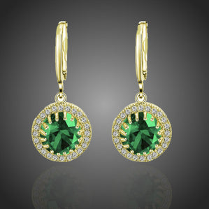 náušnice so zeleným zirkónom pozlátená bižutéria