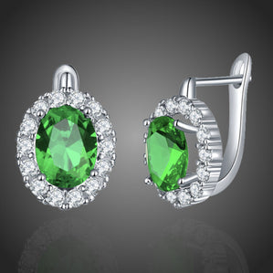 náušnice dlhé so zeleným zirkónom