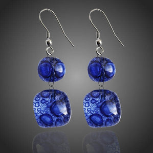 Náušnice Arte sklenené modré bublinky dvojdielne