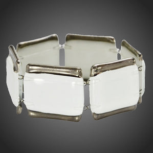 originálny náramok zo skla biely s platinou