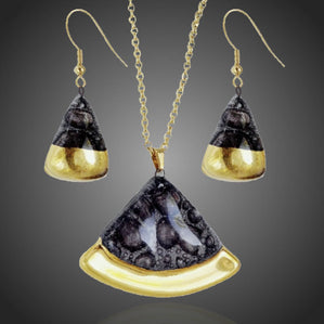 originálny set zo skla hnedeo zlatý výseč