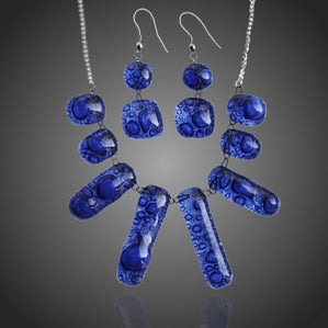 Set Arte sklenený modrý bublinkový Elegante