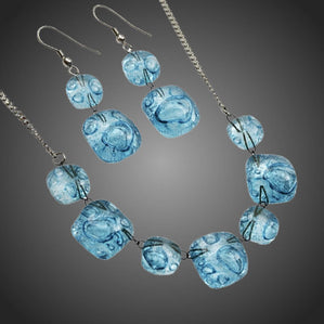 Set Arte sklenený modrý tyrkys kocky