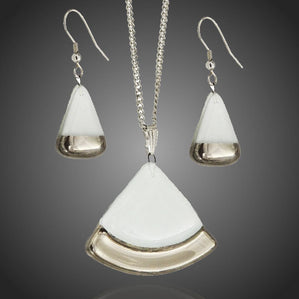 originálny set zo skla biely výseč