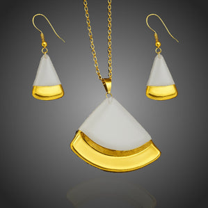 Set Arte sklenený bielo zlatý výseč