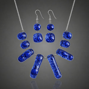 Set Arte sklenený modrý bublinkový Elegante