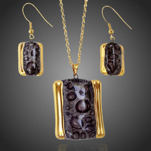 set arteglass zo sklad hnedo zlatý bublinkový obdĺžniky