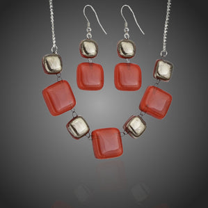 Set Arte sklenený červené kocky s platinou