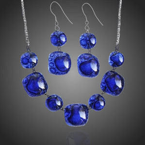 Set Arte sklenený modrý bublinkový kocky