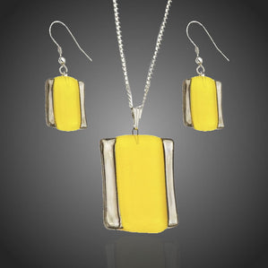 Set arte sklenený žltý obĺžnikový