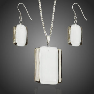 Set Arte sklenený biely obdlžníkový