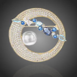 brošňa luxusná kruh s perlou