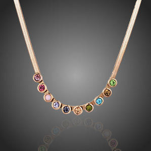 náhrdelník z chirurgickej ocele s farebnými krištáĺmi