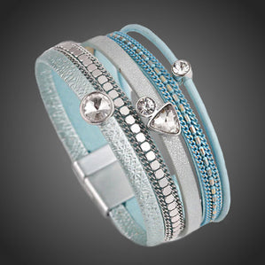 Náramok kožený Bohemian modrý