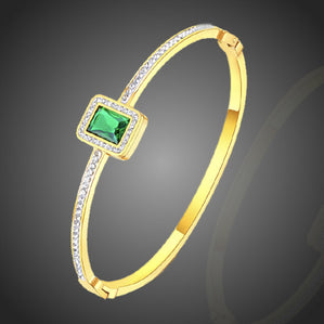 Náramok z chirurgickej ocele zo zeleným zirkónom Equitte